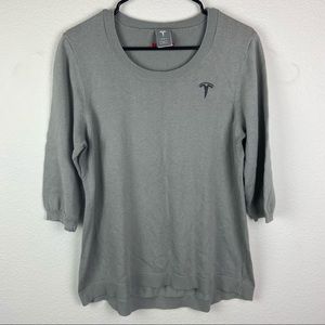 Tesla Brand Grey Pullover Sweater 3/4 Sleeve